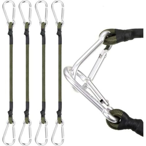 KZQ Paquete de 4 expansores con ganchos, cuerda elástica de goma con mosquetón, 30 cm, con mosquetón, resistente cuerda elástica para equipaje, cuerda elástica de goma con gancho para equipaje, ca