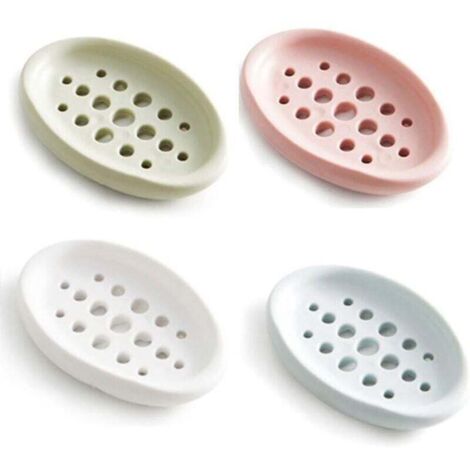 KZQ Paquete de 4 jaboneras de silicona para baño, cocina, encimera y viajes. Disponibles en verde, azul, blanco y rosa.