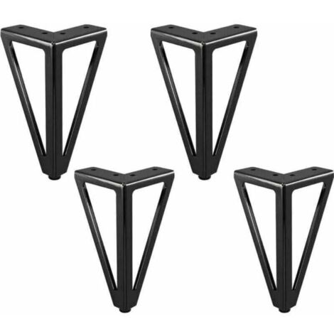 KZQ Paquete de 4 patas de metal para muebles, 15 cm, color negro, para mesa de TV, mesa de centro, armario, sofá cama y otros. (15 cm, negro)