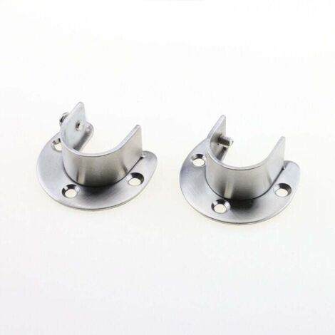 KZQ Paquete de 4 soportes de acero inoxidable para barra de armario, con brida en forma de U, soportes de extremo con tornillos, plateados (25 mm)