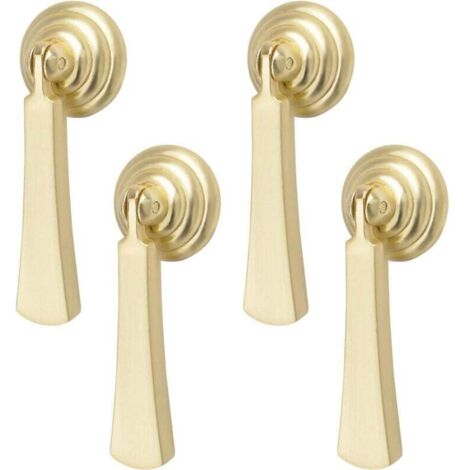 KZQ Paquete de 4 tiradores de lágrima en oro macizo cepillado con tornillos de montaje para gabinetes, cajones, puertas y muebles decorativos/largos.
