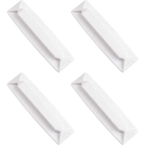 KZQ Paquete de 4 tiradores de plástico autoadhesivos para cajones, puertas corredizas, cocinas, baños, ventanas, refrigeradores e inodoros (blancos).