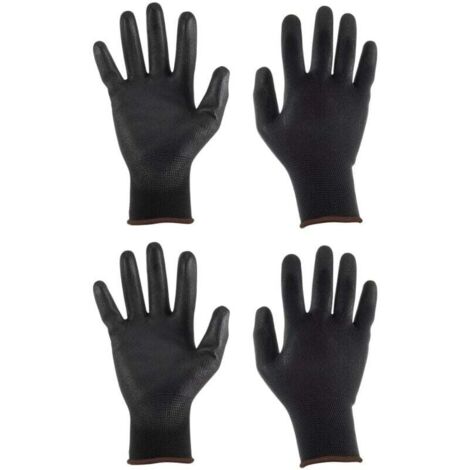 KZQ pares de guantes de trabajo antideslizantes de nailon recubiertos de goma de 24 cm para instalación y reparación de dispositivos electrónicos (talla L), color negro y marrón