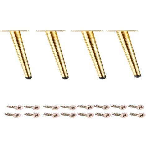 KZQ Patas de hierro para mesa de 4", patas cónicas redondas doradas para sofá, patas de metal angulares para gabinete, herrajes para patas de mesa de centro, juego de 4