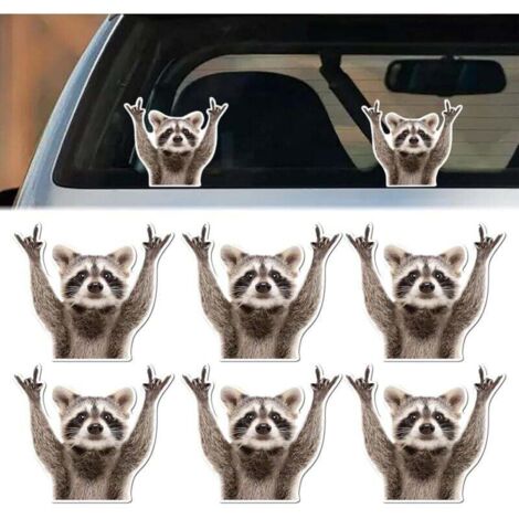 KZQ Pegatinas para coche, 6 unidades de pegatinas de mapache, pegatinas para exterior, pegatinas humorísticas de mapache, pegatinas decorativas para coche.