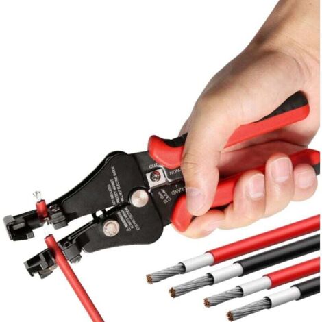 KZQ Pelacables automático multifuncional para uso en energía solar fotovoltaica, crimpadora, cortadora de cables de 2,5/4/6 mm², para electricistas.