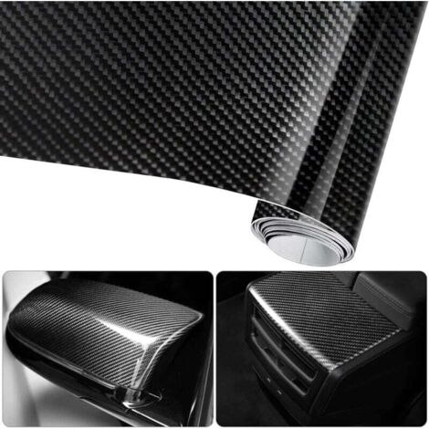 KZQ Película adhesiva impermeable de fibra de carbono 6D de 3 m x 0,3 m, antiadherente, para coche, ordenador, funda de smartphone, motocicleta y vehículo (negro)