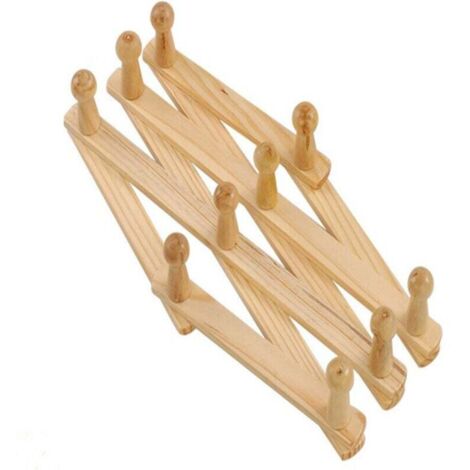 KZQ Perchero de madera extensible, gancho de acordeón de madera para colgar sombreros, gorras, tazas, abrigos, bolsos y tazas de café. Ideal para entrada, pasillo y comedor.