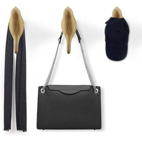KZQ Perchero de pared de resina multifuncional con diseño de pájaro para colgar abrigos, toallas, sombreros, bolsos, resina y madera (3 piezas)