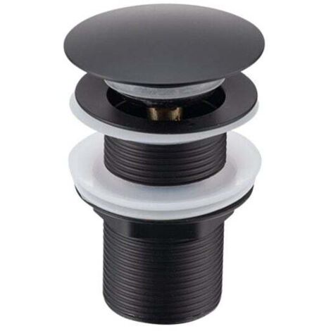 KZQ Perforado - Desagüe de lavabo, desagüe emergente con rebosadero automático, lavabo negro universal, bañera, baño