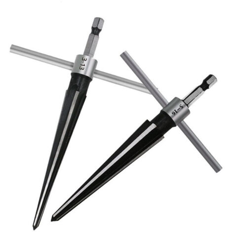 KZQ Piece Practical Taper Reamer con impugnatura a T, alesatore in acciaio per forare fori da 3-13 mm e fori da 5-16 mm con gambo esagonale per strumento di foratura per falegnameria e chitarra