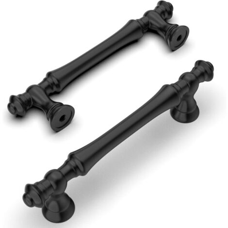 KZQ Pieces Maniglie per mobili da cucina nere da 96 mm Maniglie per mobili in lega di zinco con viti, per scrivanie, cassetti, armadi, credenze