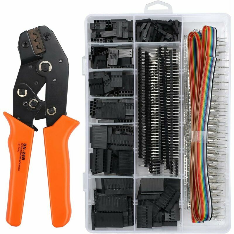 KZQ - Pince à Sertir Dupont Kit de Outils de Sertissage avec 1550 pcs Dupont Mâle/Femelle Connecteur à Cliquet Modulaire Isolée 2,54 mm 3,96 mm 28-18