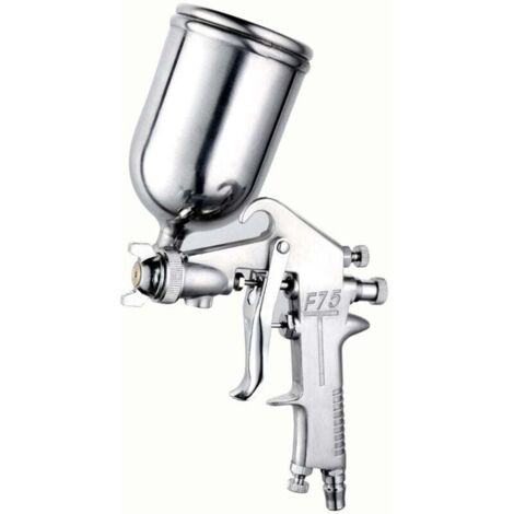 KZQ Pistola pulverizadora de pintura, pistola pulverizadora de aire F-75, boquilla de 1,5 mm con depósito superior de 400 ml, pistola pulverizadora de pintura con alimentación por gravedad para pi