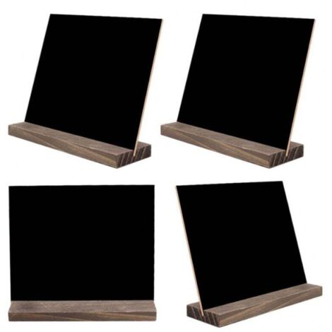 KZQ Pizarras vintage de madera en miniatura con base (15,3 x 12,7 cm, juego de 4 unidades), decorativas para mesa, para mensajes pequeños.