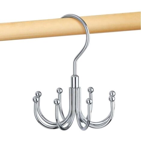 KZQ - Porta cinturones para armario, organizador giratorio de metal para ahorrar espacio, capacidad máxima para 24 cinturones, color plateado (1 unidad)