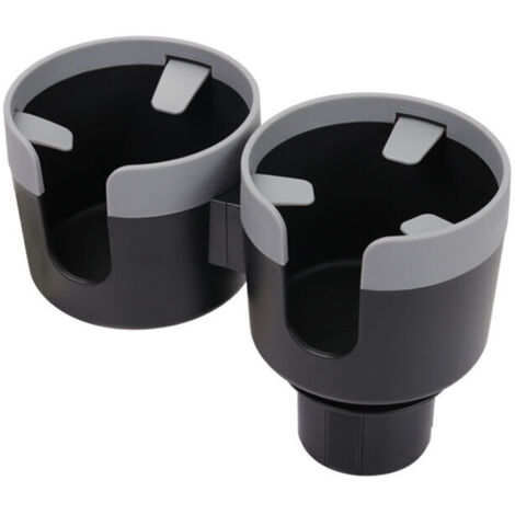KZQ Portabicchieri per auto a doppio foro con base estensibile, portabottiglie per auto multifunzionale 2 in 1, portabottiglie universale regolabile, accessori per veicoli (grigio)
