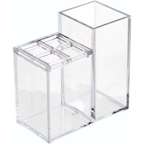 KZQ Portacepillos de dientes, almacenamiento de plástico para baño con capacidad para 4 cepillos de dientes y pasta de dientes, práctico portacepillos para lavabo o armario, transparente