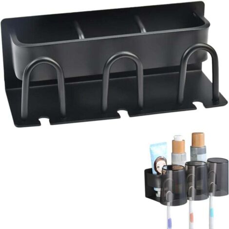 KZQ Portacepillos de dientes de pared, Portacepillos autoadhesivo, Portacepillos eléctrico multifuncional, Portacepillos autoadhesivo con 3 tazas, Organizador para