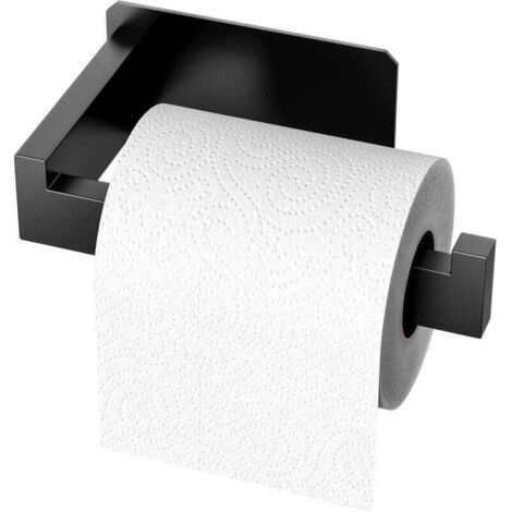 KZQ Portarrollos autoadhesivo de acero inoxidable de 14 cm, portarrollos de pared, para baño, cocina y salón (negro)