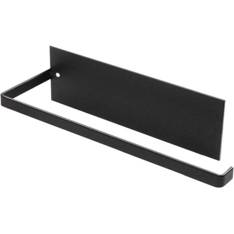KZQ Portarrollos de papel de cocina de pared, sin taladrar, de metal, autoadhesivo, 26 cm, color negro