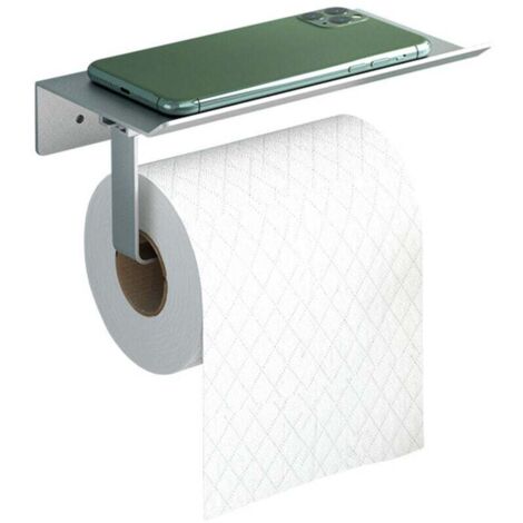 KZQ Portarrollos de papel higiénico de pared moderno con soporte para teléfono, perfecto para baños pequeños (18 x 10 x 6 cm)