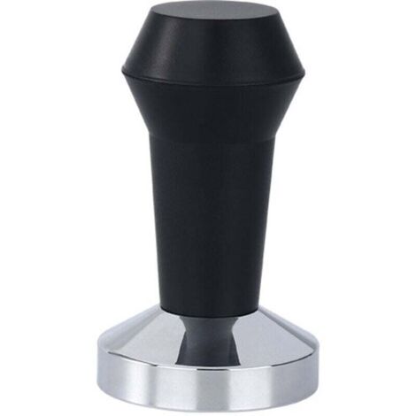 KZQ Prensador de café de 51 mm, prensador de café con silicona negra, prensador de acero inoxidable, prensador de espresso Barista, accesorios Barista, prensador de café de base plana de acero ino