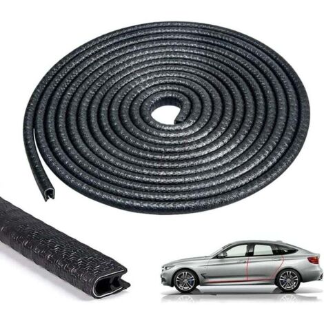 KZQ Protectores de borde para puerta de coche, 10 m, sello de goma en forma de U, protección anticolisión (10 m, negro)