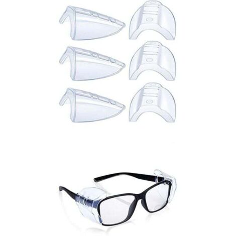 KZQ Protectores laterales para gafas de seguridad, 3 pares, transparentes, flexibles y deslizables, para gafas de tamaño pequeño a mediano.