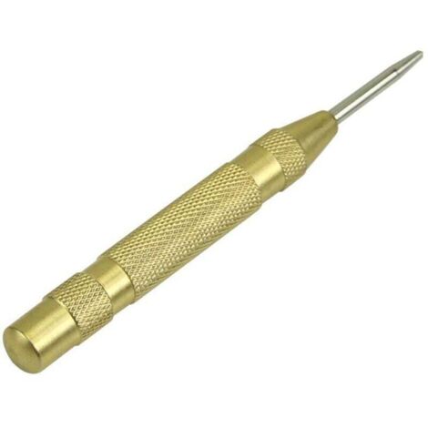KZQ Punzón de posicionamiento de metal de 127 mm, punzón de ventana dorado con resorte, punzón central para acero, madera y plástico, herramientas manuales para romper vidrios de ventanas.
