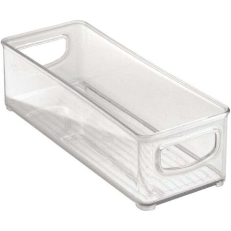 KZQ - Recipiente transparente para refrigerador (25,5 x 9,7 x 7,6 cm), pequeño recipiente de plástico para alimentos con asas