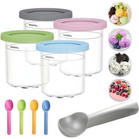 KZQ Recipientes para helado para Ninja Creami, compatibles con las máquinas de helado Ninja NC301, NC300 y NC299AMZ, libres de BPA y aptos para lavavajillas.