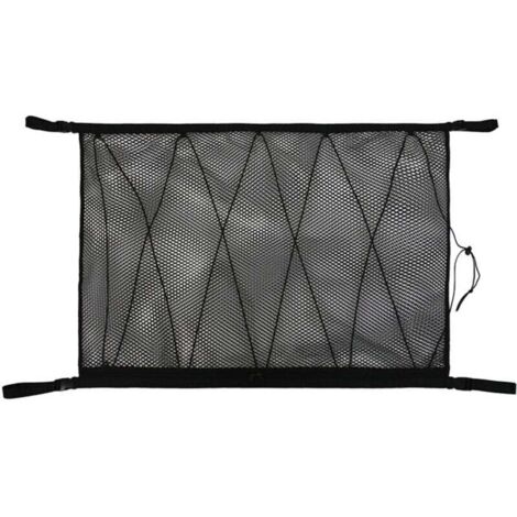 KZQ Red de almacenamiento para coche, bolsa universal para techo con cremallera, color negro, organizador de equipaje para techo de SUV, 90 x 65 cm (con cordón)