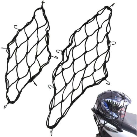 KZQ Red de almacenamiento para motocicletas, 2 unidades (30 x 30 cm, 40 x 40 cm) con 6 ganchos para bicicletas, equipaje y transporte (negra)