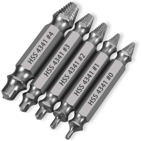 KZQ Regalos para hombres, juego de 5 extractores de tornillos de titanio dañados: extractor para tornillos, tuercas y pernos con cabeza pelada, taladros para eliminar fácilmente el óxido.