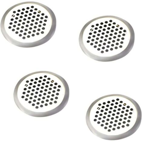 KZQ Rejilla de ventilación, 4 piezas, redonda, de acero inoxidable, con orificios, para armarios, zapateros y armarios empotrados.