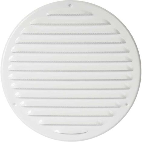 KZQ Rejilla de ventilación redonda blanca Ø 20 cm con mosquitera - cubierta de ventilación para uso interior y exterior - aplicaciones de calefacción, refrigeración y ventilación