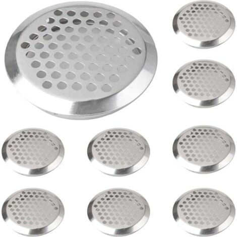 KZQ Rejilla de ventilación redonda de acero inoxidable de 9 piezas, orificio de 53 mm para muebles de cocina.