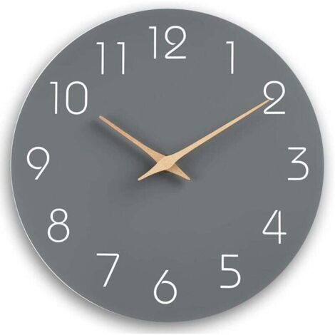 KZQ Reloj de pared silencioso sin tictac, diseño moderno, sin marco, para salón, cocina, dormitorio, oficina, gris, 30 cm