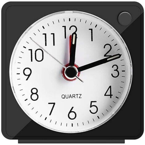 KZQ - Reloj despertador analógico silencioso, pequeño reloj despertador de viaje silencioso con función de repetición y luz, reloj despertador analógico de cuarzo para dormitorio, oficina y viajes.