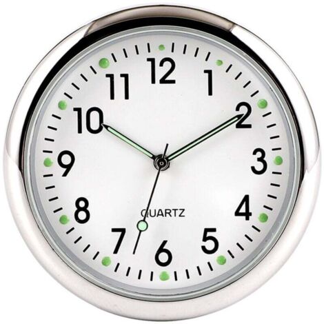 KZQ Reloj redondo blanco para coche, luminoso, para salpicadero, de cuarzo, apto para cualquier coche (40 x 40 mm)