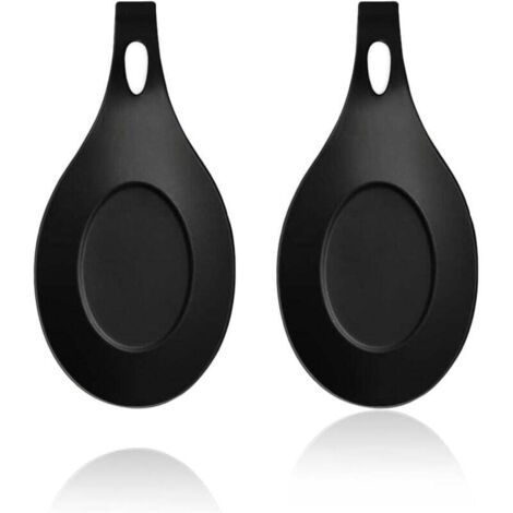 KZQ Reposacucharas negro mate para estufa, soporte de cocina para cucharones, pinzas y espátulas (2 unidades)