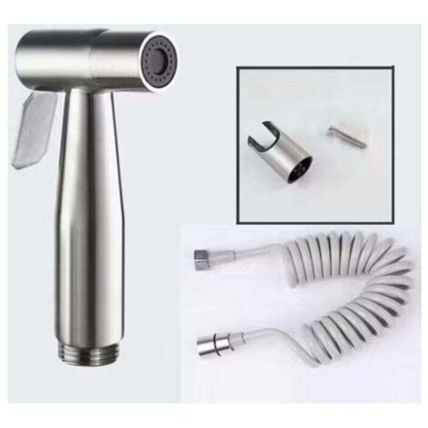 KZQ Rociador de bidé portátil con manguera de ducha flexible telescópica de ABS de 59" para plomería, inodoro y baño (gris)