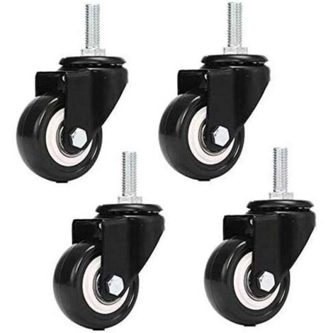 KZQ Ruedas giratorias de PU para muebles, de repuesto, M8 x 25 mm, 4 unidades, con capacidad de carga de 240 kg (sin freno)
