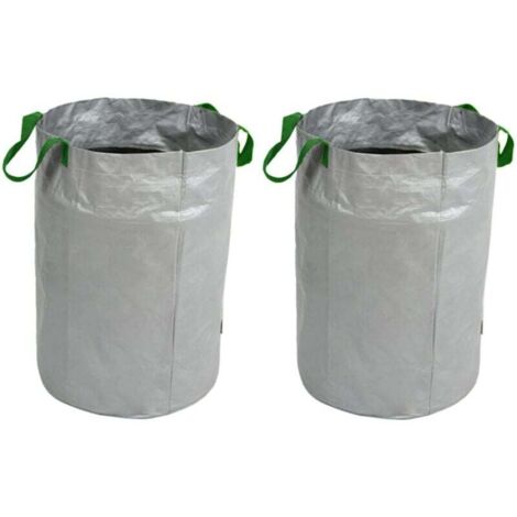 KZQ Sac Jardin Dechet, 2 piezas Sac à Ordures de Jardin Flexible y reutilizable con poignée (Plata 100L, 45x63CM)