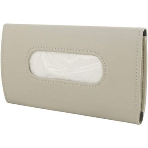 KZQ Scatola portafazzoletti per aletta parasole per auto, scatola portafazzoletti in pelle PU per auto, beige