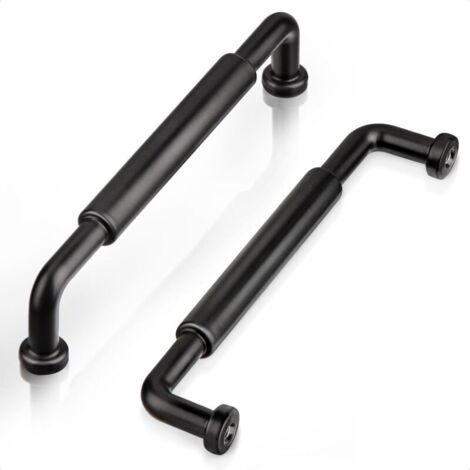 KZQ Set di 2 maniglie per mobili, distanza da centro a centro 128 mm, maniglia tubolare rotonda classica in nero per mobili da cucina, maniglia per anta di mobile in lega di zinco per camera da letto,