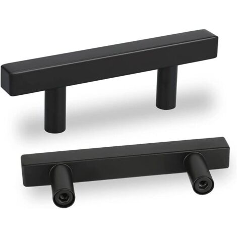 KZQ Set di 5 maniglie nere per mobili da cucina, maniglie nere per cucina – maniglie nere per ante cucina, maniglie nere per mobili da cucina in acciaio inox, distanza tra i centri 64 mm