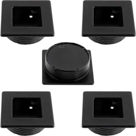 KZQ Set di 5 maniglie quadrate da incasso 46x46 mm Ø40 mm per porte scorrevoli – Mobili, armadi, credenze, cassetti, arredamento d'interni, cucine, soggiorni – Plastica – Nero opaco