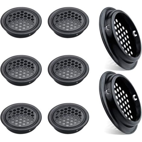 KZQ Set di 8 prese d'aria rotonde in acciaio inox per mobili da cucina, prese d'aria in acciaio inox (53 mm, nero)